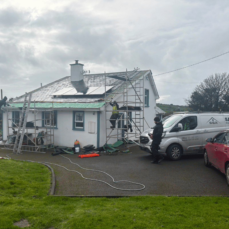 Safeguard Roofing working on a roof repair project in Cork